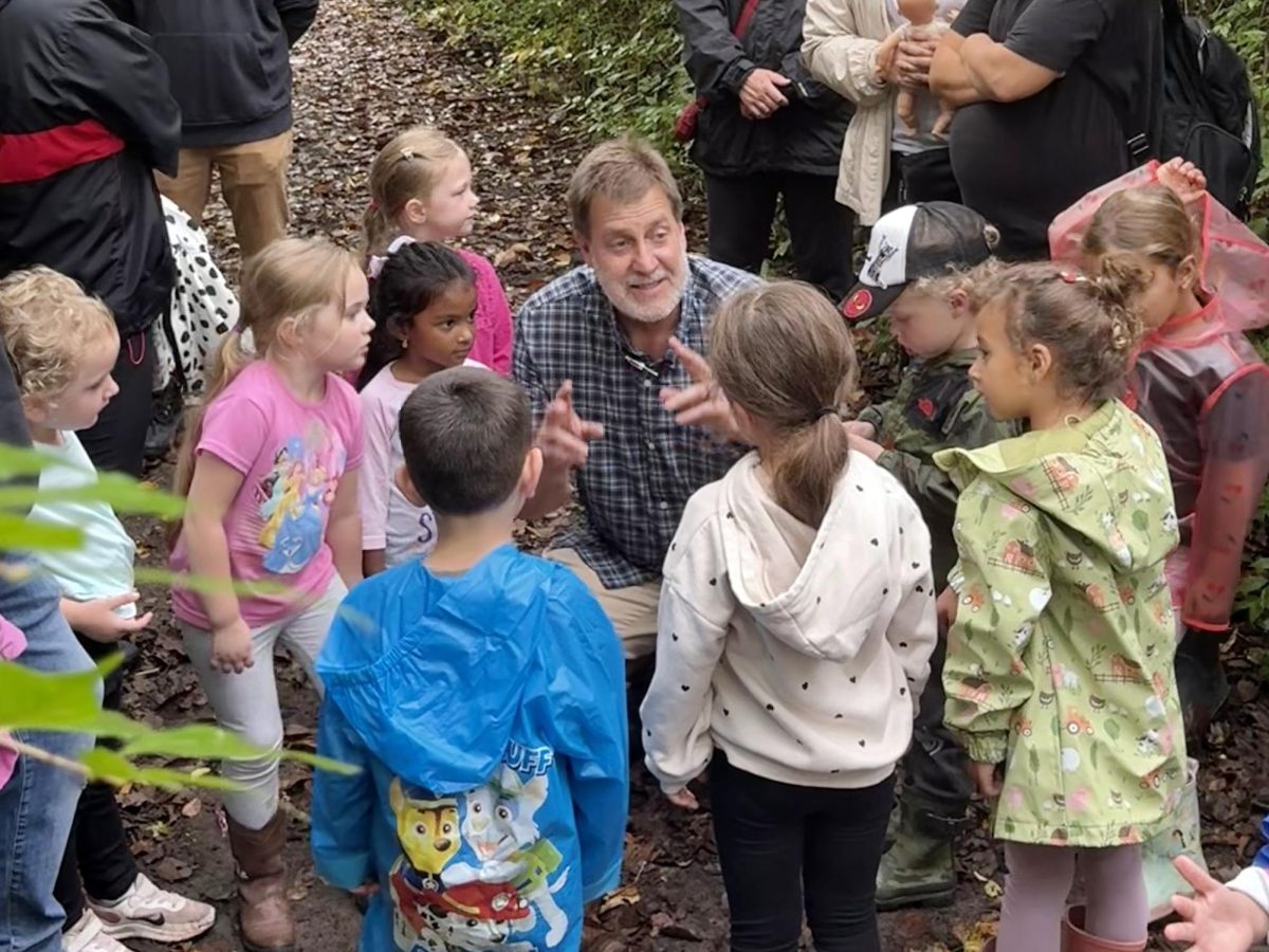 Environmental Science Teacher, Mr. Scott Maretka, shares information about creatures in our local area with preschoolers during the Land Lab field trip on September 24.