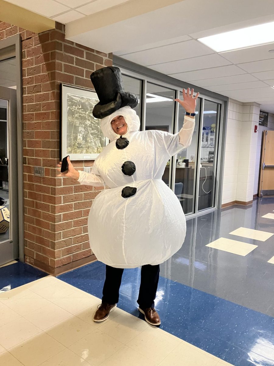 Mr. Mike Janatovich posing as a happy snowman.