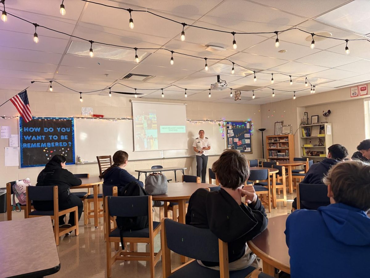 IHS Alum Casey Adams talking to students about West Point Academy