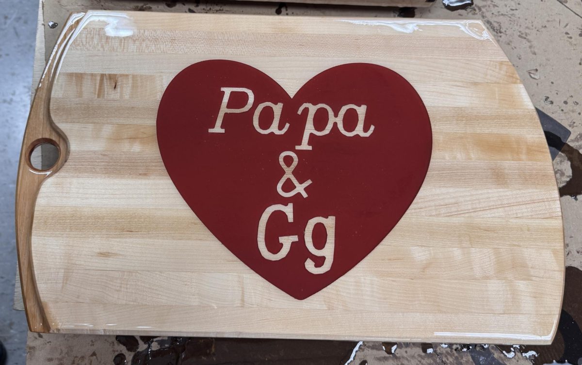 Junior Ava Faia's cutting board from Mr. Mike Foor's class. 