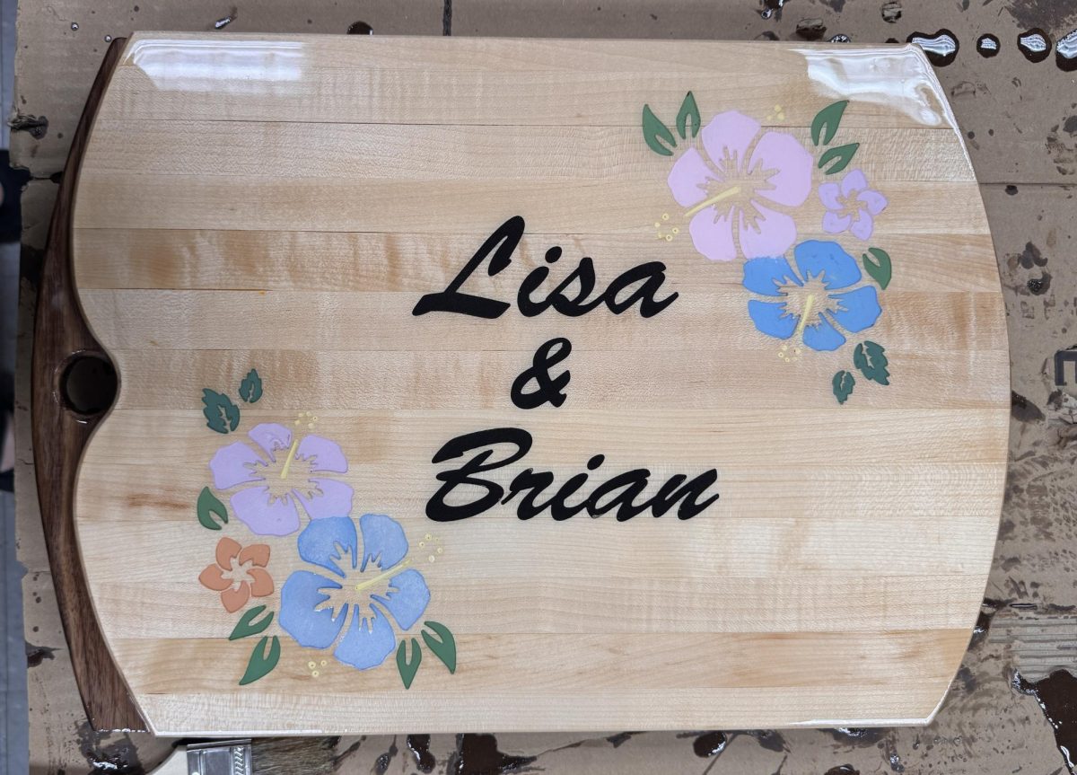 Sophomore Claire Exl's cutting board from Mr. Mike Foor's class. 