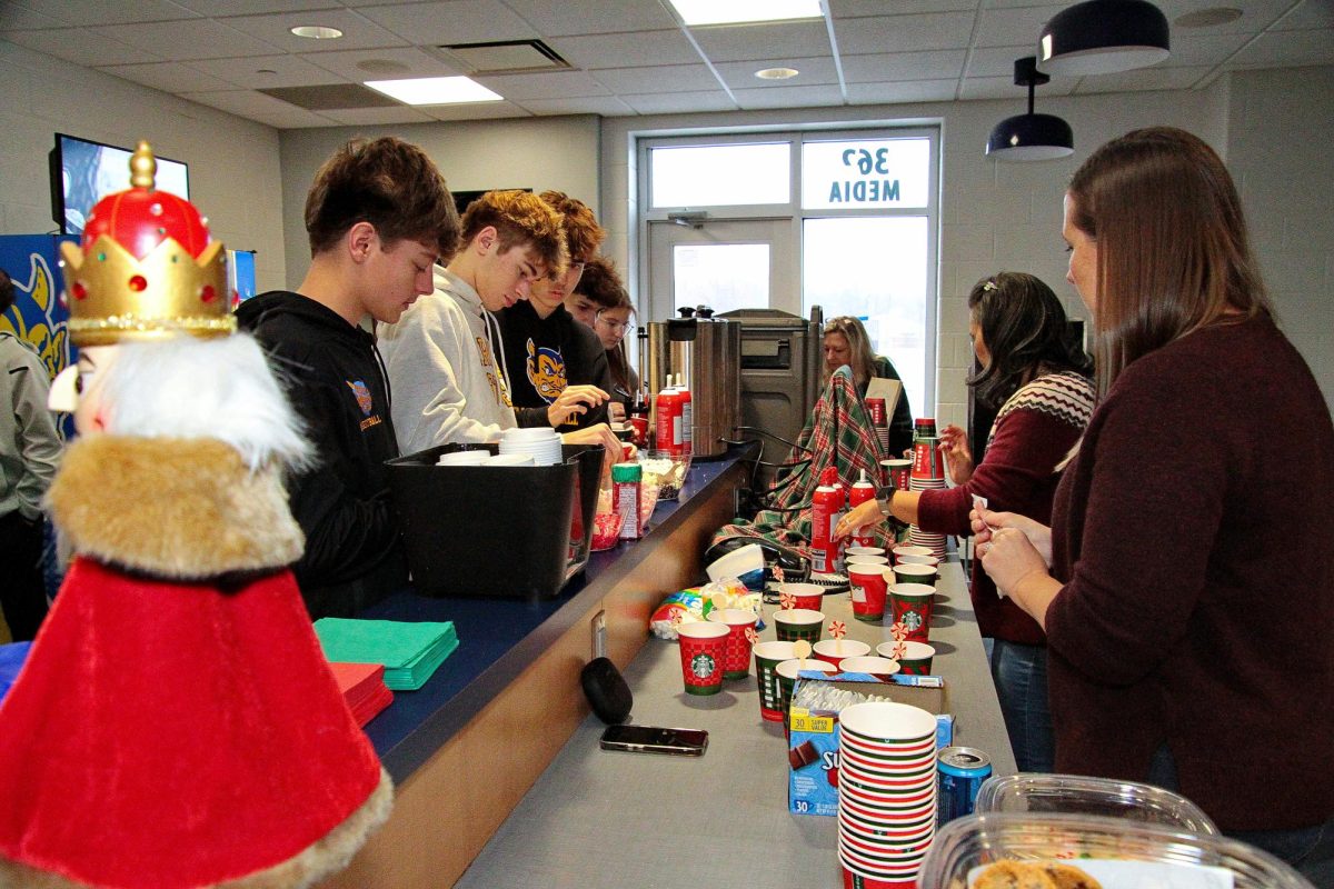 IHS students enjoying cocoa provided by PTO.