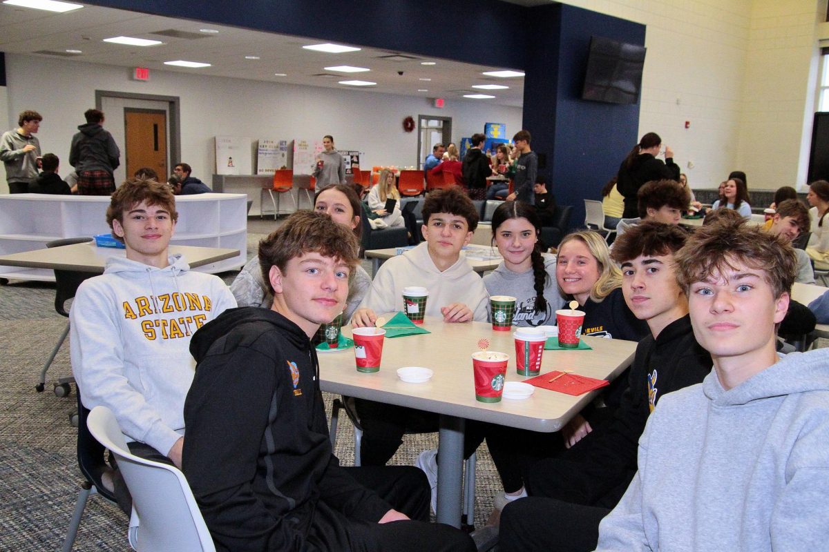 Sophomores enjoying PTO cocoa:  Lucas Mlynarcyzk, Evan McFeely, Lila Manfredonia, Rex Verlinger, Bella Patacca, Avery Bechlem, Owen Koscho, Patrick Boc