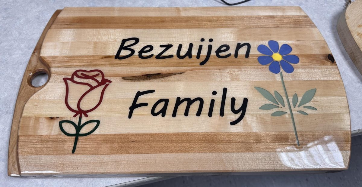 Freshman Kai Bezuijen's cutting board from Mr. Mike Foor's class. 