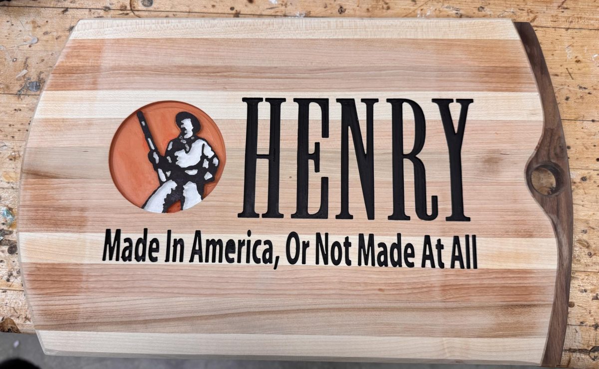 Freshman Liam Barstow's cutting board from Mr. Mike Foor's class. 
