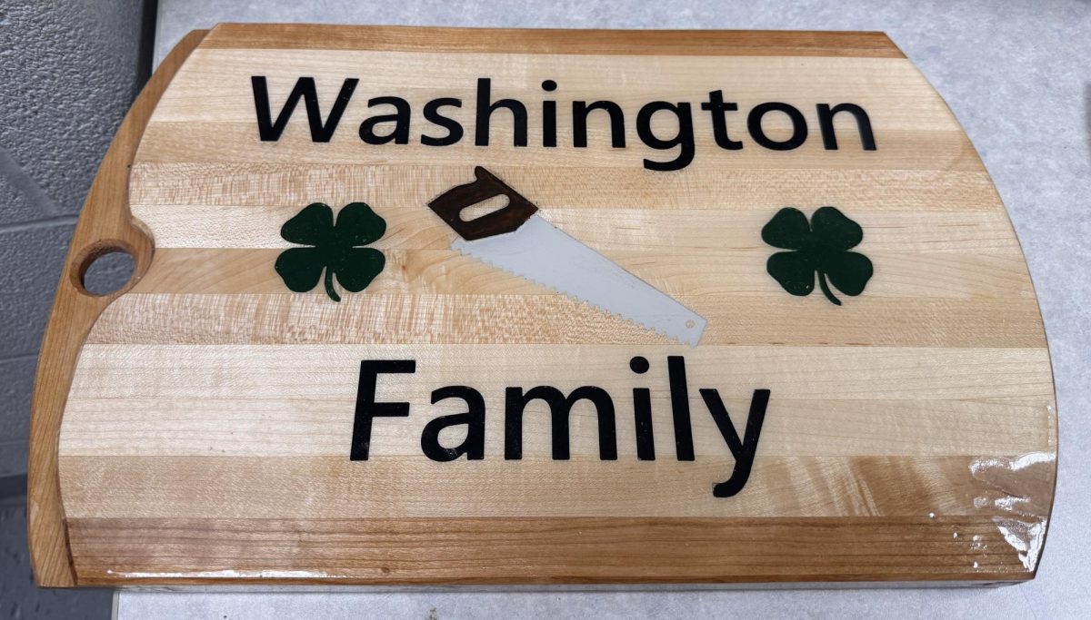 Freshman Mason Washington's cutting board from Mr. Mike Foor's class. 