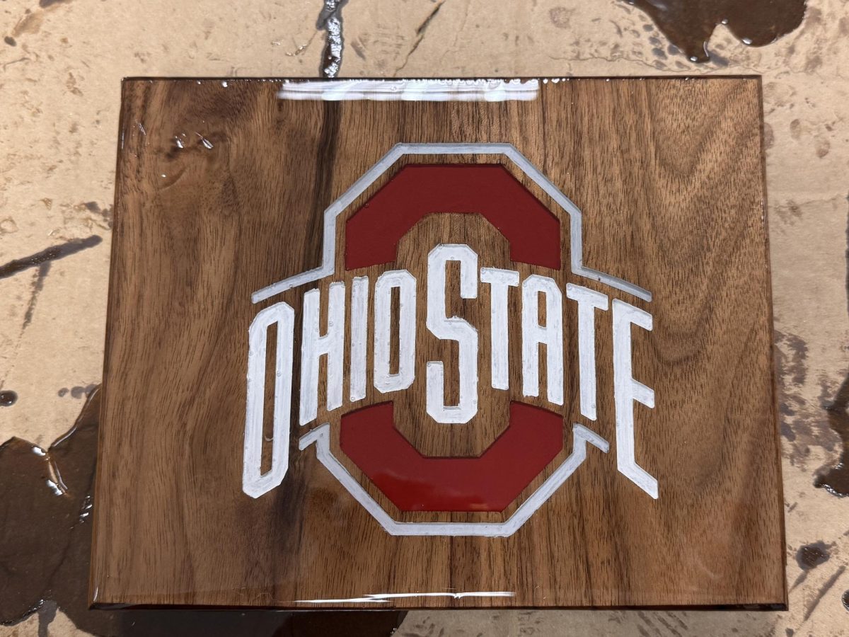 Sophomore Nick Spencer's cutting board from Mr. Mike Foor's class. 