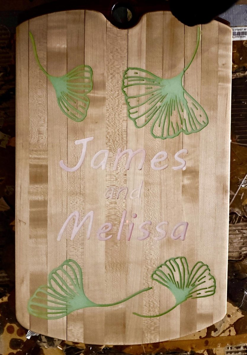 Freshman Olivia Matalik's cutting board from Mr. Mike Foor's class. 