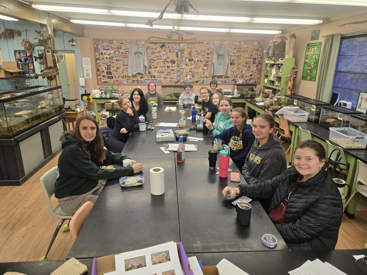 Students with hot chocolate: Tatiana Randjelovic, Katie Ksiazka, Emily Behm, AJ Sipos, Samantha Kandzer,  Matthew Liepert, Paul Kundmueller, Lilia Pawuk, Emma Bohrer, Alyssa Hujarski, Adriana Randjelovic, Jillian Frazier.