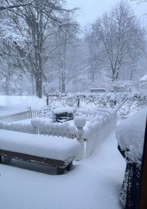 Snow accumulations early on the morning of January 15, 2026 in Geauga County.