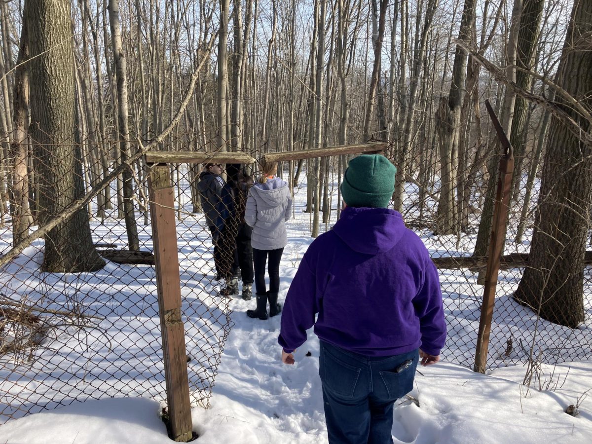 Students enter the Land Lab through the "hobbit hole".